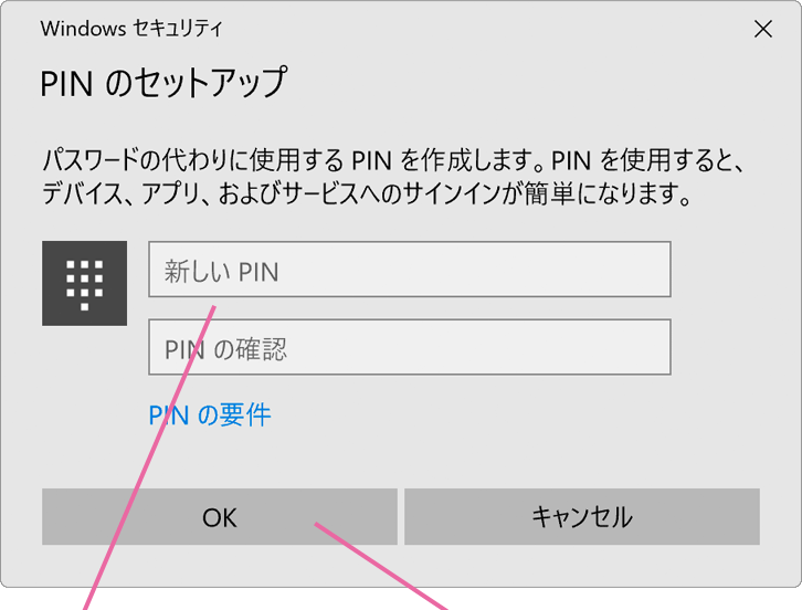 PINのセットアップ