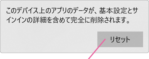 リセット確認画面