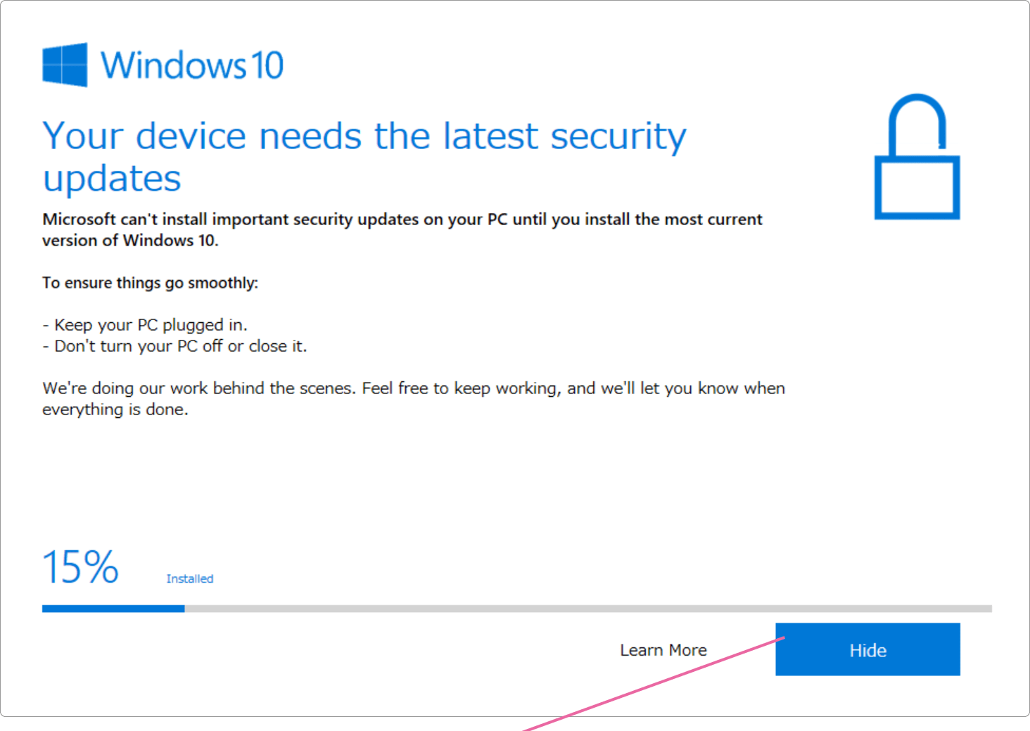 Your device needs the latest security Updates