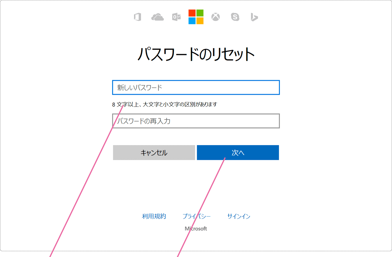 パスワードのリセット