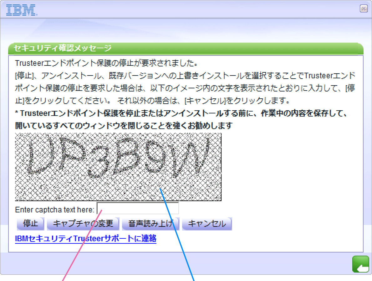 セキュリティ確認画面