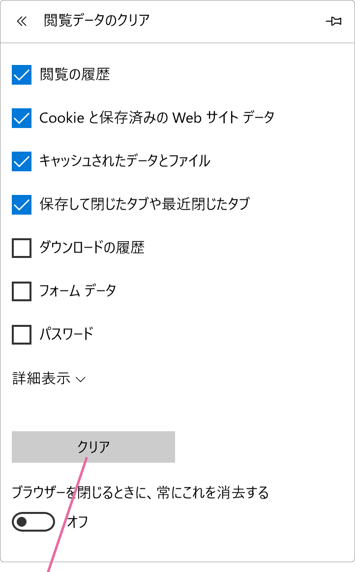 閲覧の履歴メニュー