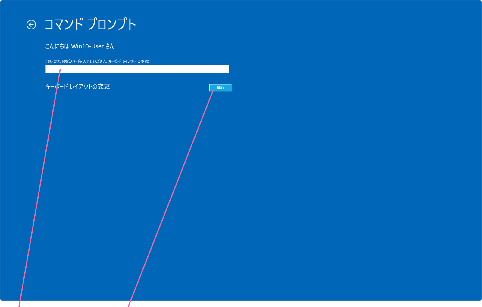 アカウントパスワード入力画面