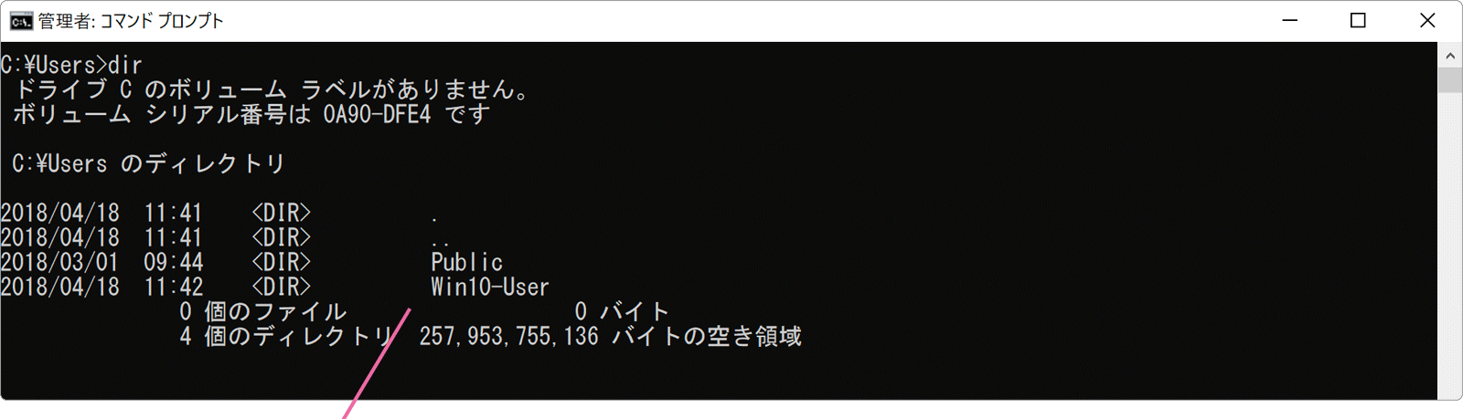 コマンドプロンプト画面