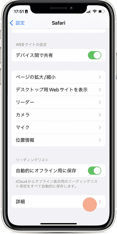 iPhone Safari キャッシュクリア 指定したサイトのみ3