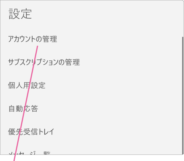 メール設定メニュー