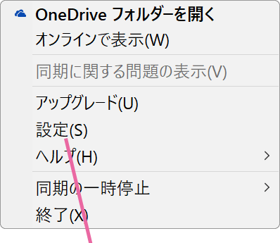OneDriveメニュー