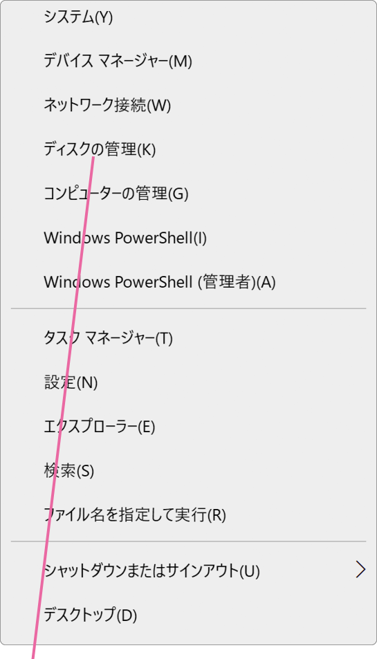ディスクの管理をクリック