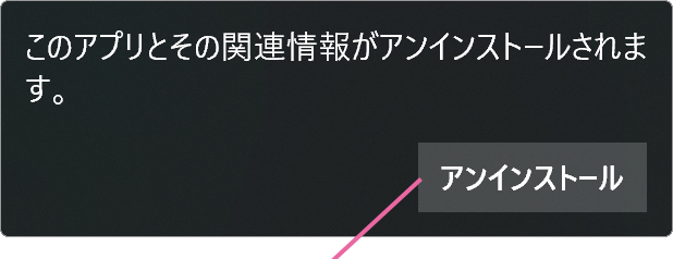 アンインストール確認画面