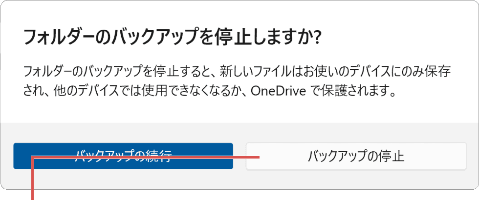 OneDriveの同期解除：バックアップ機能の停止方法(手順6)