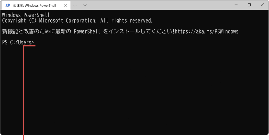 Wコマンドを入力
